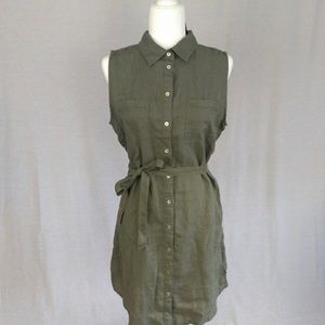Adrienne Vittadini button up linen dress with belt